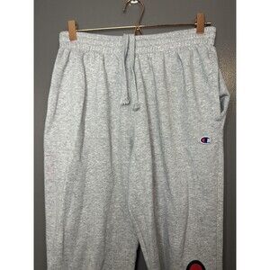 Champion Sweatpants Mens Medium Gray Fleece Jogger Pants Script Logo Athletic
